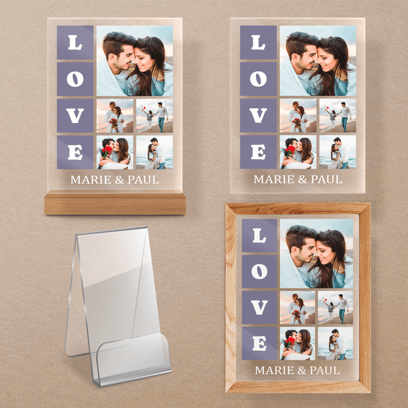 Collage unsere Liebe - Druck auf Glas, personalisiertes Geschenk für Paare - Adamell.de