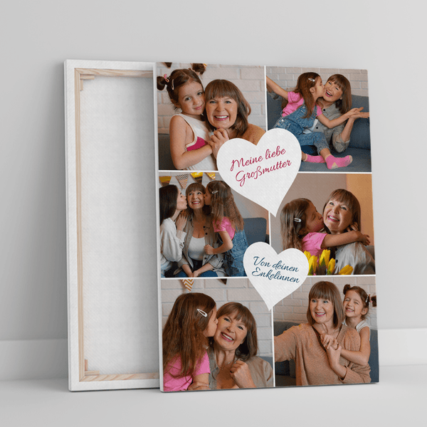 Collage von Enkelinnen - Druck auf Leinwand, personalisiertes Geschenk für Oma - Adamell.de