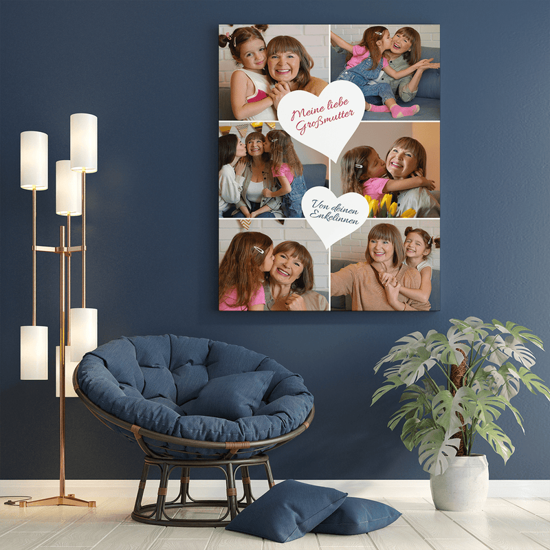 Collage von Enkelinnen - Druck auf Leinwand, personalisiertes Geschenk für Oma - Adamell.de