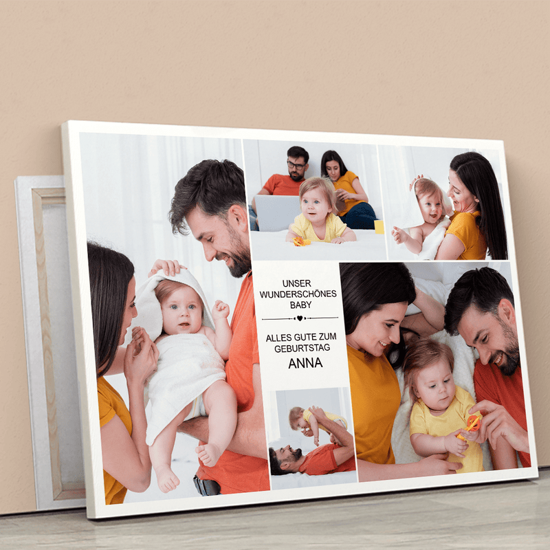 Collage zum Geburtstag des Kindes - Druck auf Leinwand, personalisiertes Geschenk für das Kind - Adamell.de