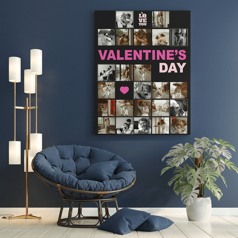 Collage zum Valentinstag - Druck auf Leinwand, personalisiertes Geschenk für Paare - Adamell.de