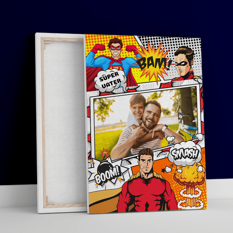 Comic-Papa - Druck auf Leinwand, personalisiertes Geschenk für Papa - Adamell.de