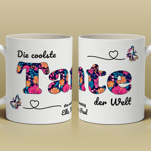Coolste Tante - 1x Bedruckte Tasse, personalisiertes Geschenk für Tante - Adamell.de