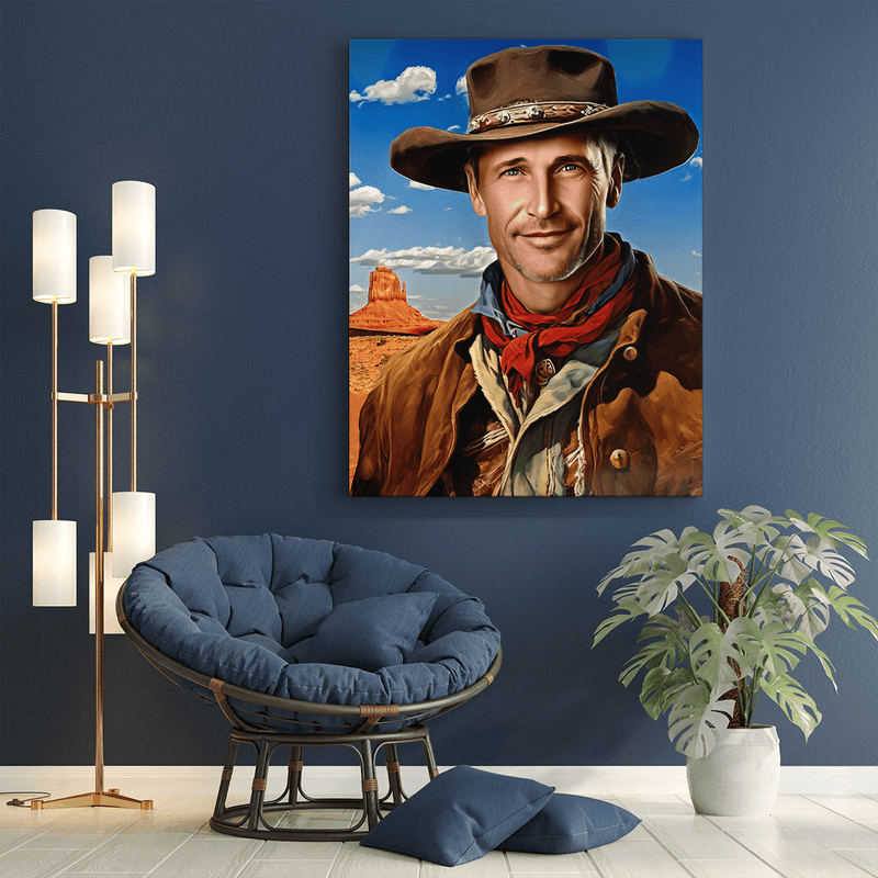 Cowboy - Druck auf Leinwand, personalisiertes Geschenk für Papa - Adamell.de