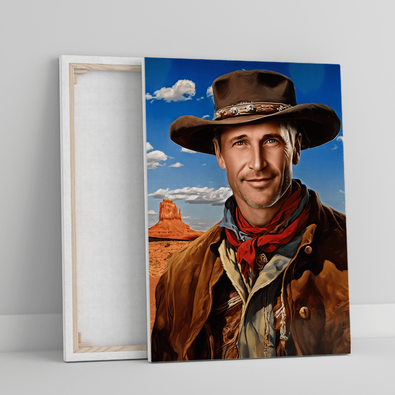 Cowboy - Druck auf Leinwand, personalisiertes Geschenk für Papa - Adamell.de