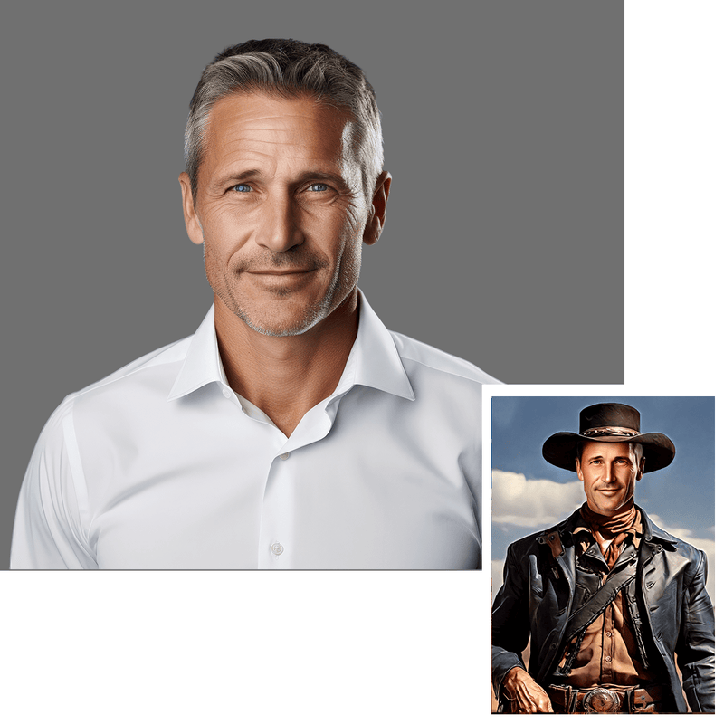 Cowboy - Druck auf Leinwand, personalisiertes Geschenk für Papa - Adamell.de