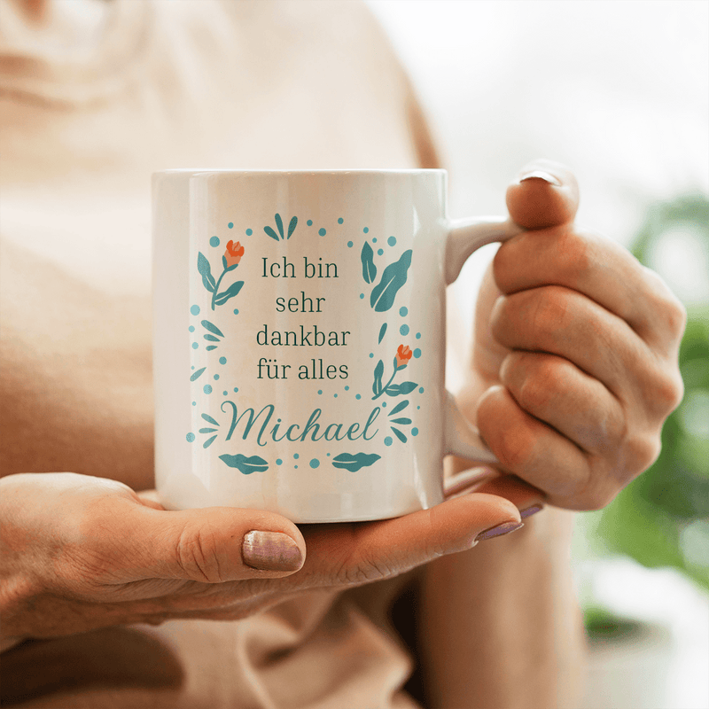 Dankbarkeit- 1x bedruckte Tasse, personalisiertes Geschenk für Frau - Adamell.de