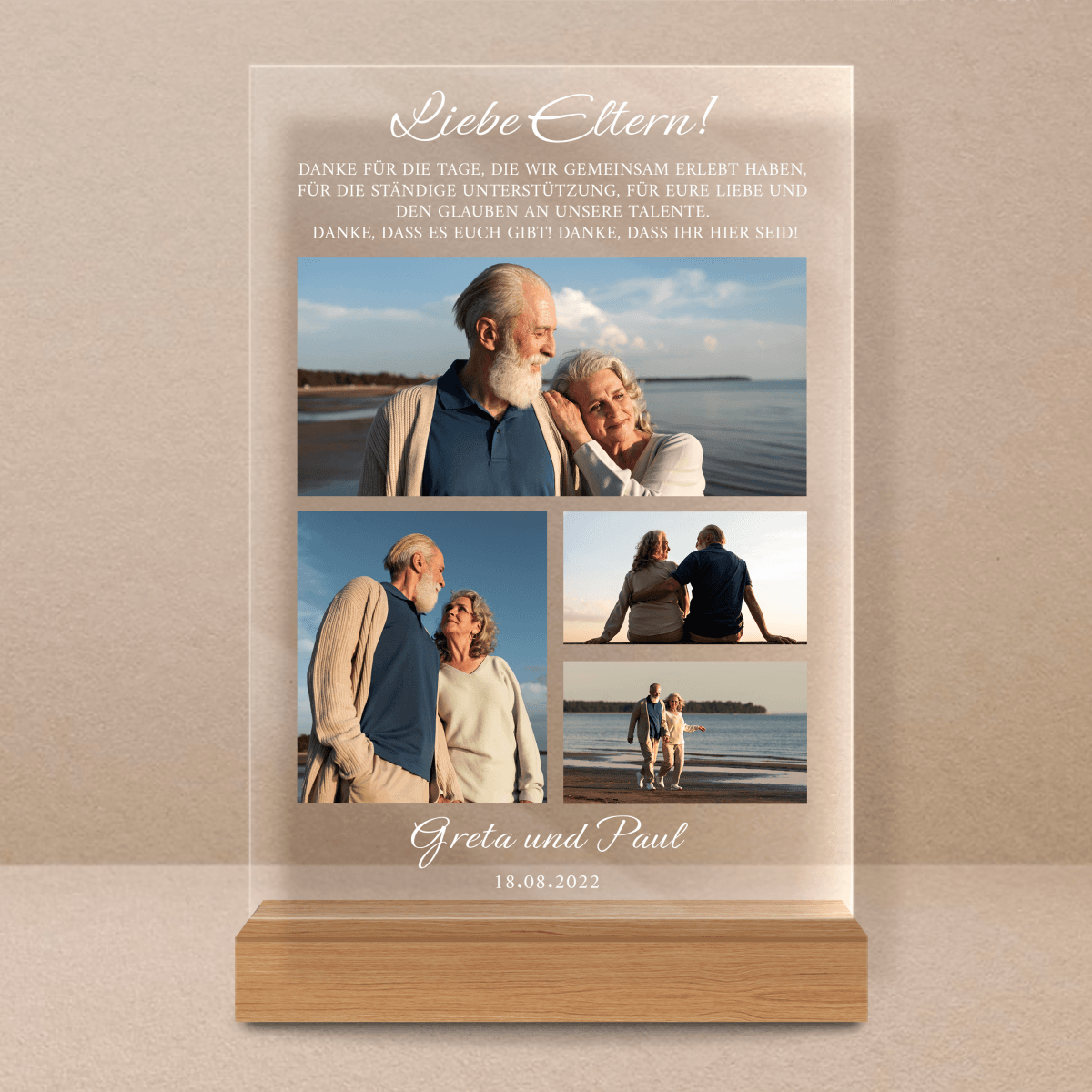 Danksagungen für Eltern - Druck auf Glas, personalisiertes Geschenk
