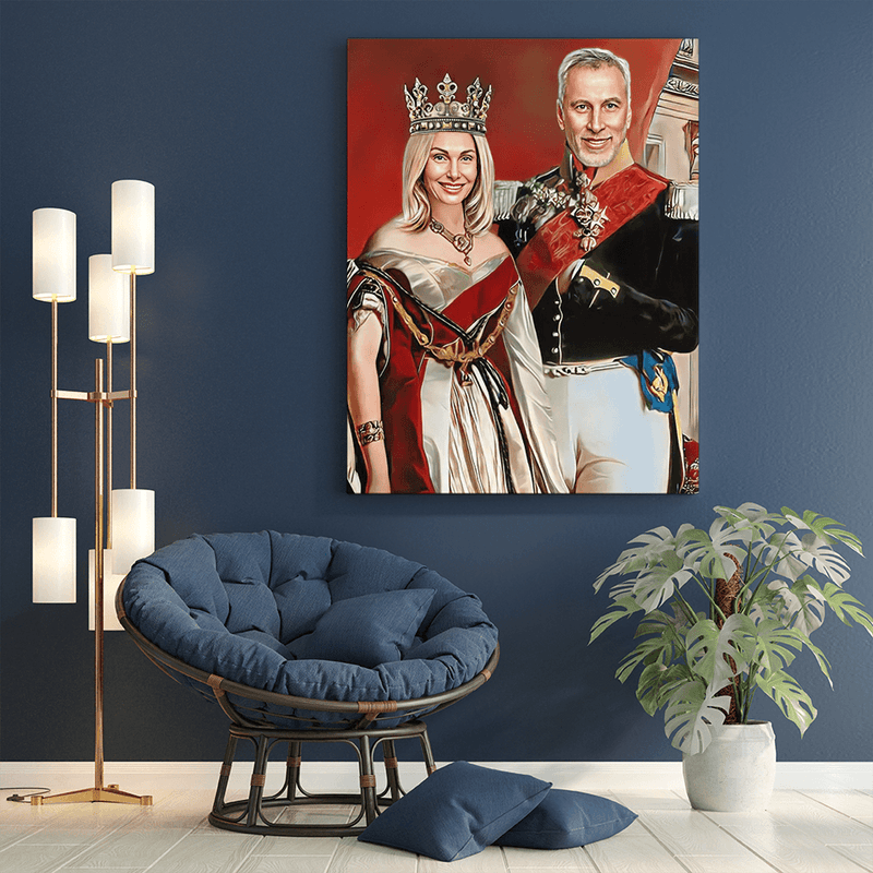 Das Königspaar - Druck auf Leinwand, personalisiertes Geschenk für Paar - Adamell.de