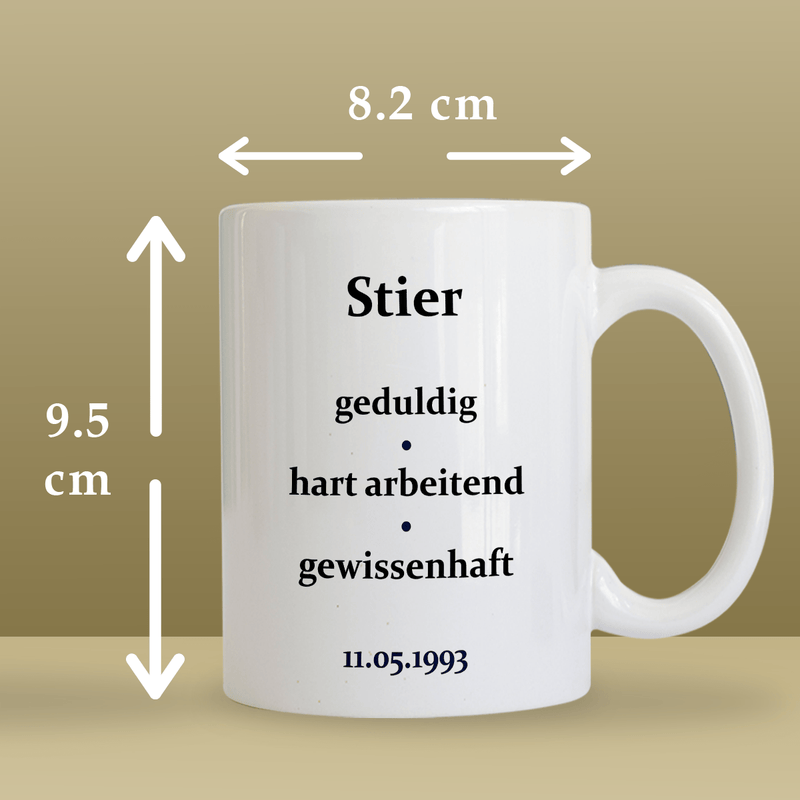 Dein Sternzeichen - 1x Bedruckte Tasse, personalisiertes Geschenk für Mann - Adamell.de
