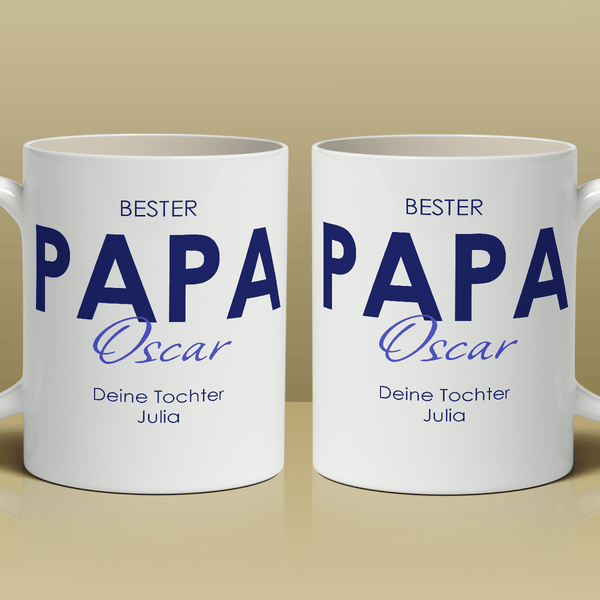 Der beste Papa der Welt - 1x Bedruckte Tasse, personalisiertes Geschenk für Papa - Adamell.de