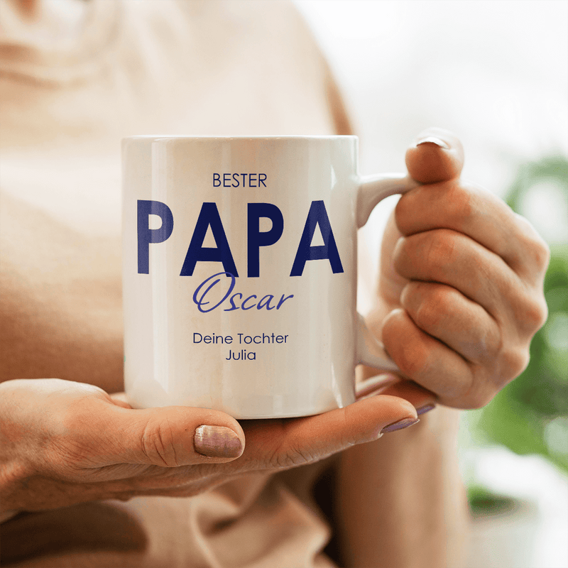 Der beste Papa der Welt - 1x Bedruckte Tasse, personalisiertes Geschenk für Papa - Adamell.de