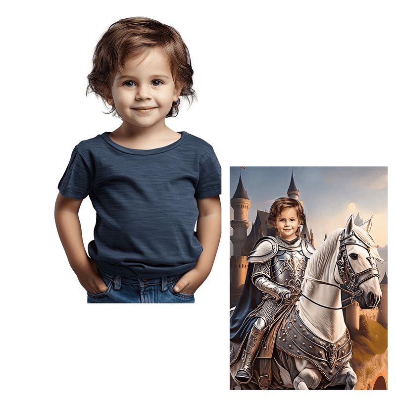 Der kleine Ritter - Druck auf Leinwand, personalisiertes Geschenk für Kind - Adamell.de