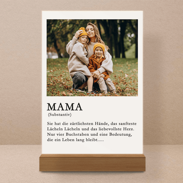 Die Bedeutung des Wortes MAMA - Druck auf Glas, ein personalisiertes Geschenk für Mama - Adamell.de