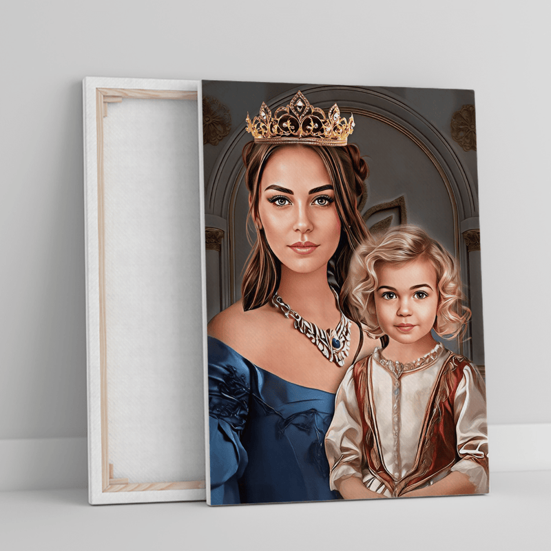 Die Königinmutter mit ihrer Tochter - Druck auf Leinwand, personalisiertes Geschenk für Mutter - Adamell.de