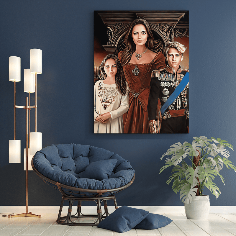 Die Queen Mum mit ihren Kindern - Druck auf Leinwand, personalisiertes Geschenk für Mama - Adamell.de