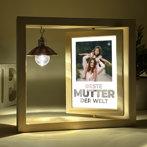 Du bist die beste Mutter der Welt - Druck auf Glas in Holzrahmen + led, personalisiertes Geschenk für Mama - Adamell.de