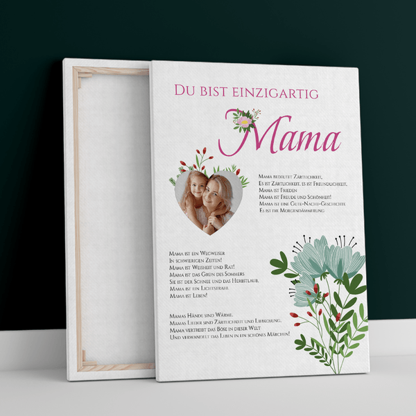 Du bist eine besondere Mutter - Leinwanddruck, personalisiertes Geschenk für Mama - Adamell.de