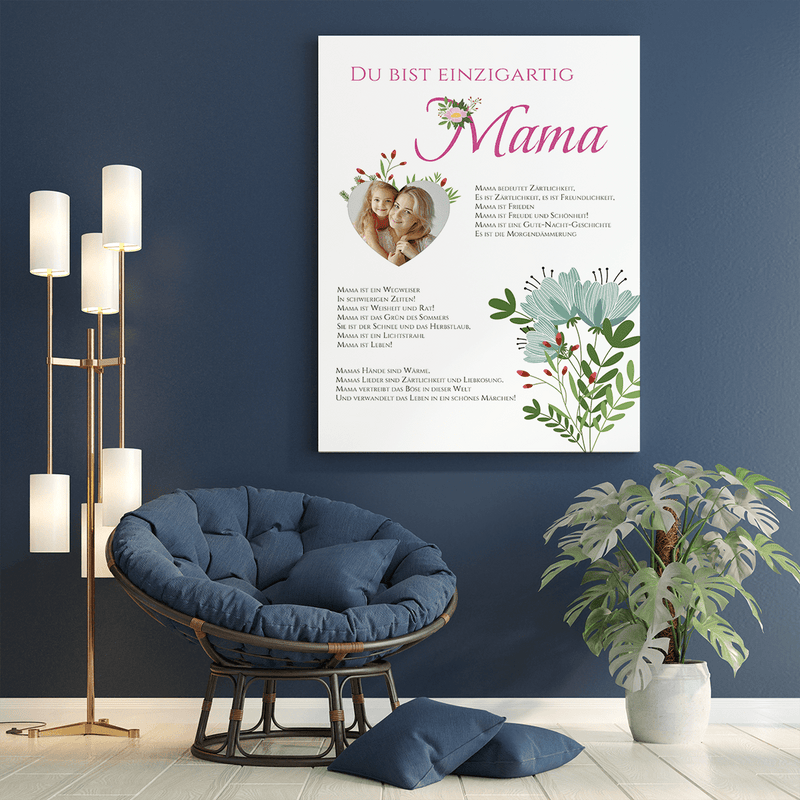 Du bist eine besondere Mutter - Leinwanddruck, personalisiertes Geschenk für Mama - Adamell.de