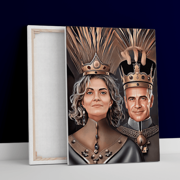 Ehepaar König & Königin - Druck auf Leinwand, personalisiertes Geschenk für Großeltern - Adamell.de