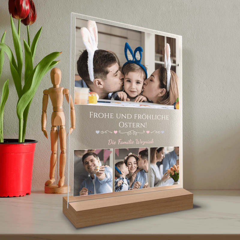 Ein fröhliches Ostern - Druck auf Glas, personalisiertes Geschenk für Eltern - Adamell.de