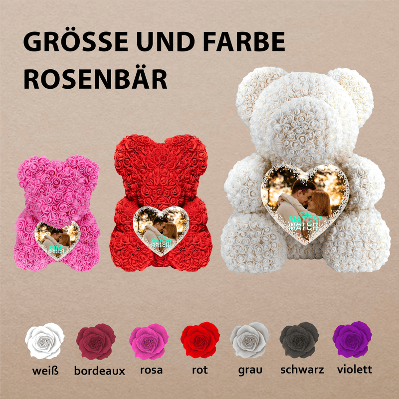 Ein Match-Teddybär! - Rosenbären mit Aufdruck, personalisiertes Geschenk - Adamell.de
