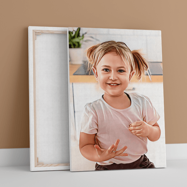 Ein realistisches Porträt des Kindes - Druck auf Leinwand personalisiertes Geschenk für das Kind - Adamell.de