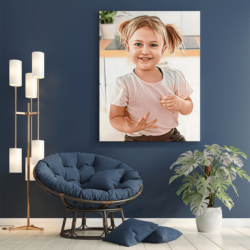 Ein realistisches Porträt des Kindes - Druck auf Leinwand personalisiertes Geschenk für das Kind - Adamell.de