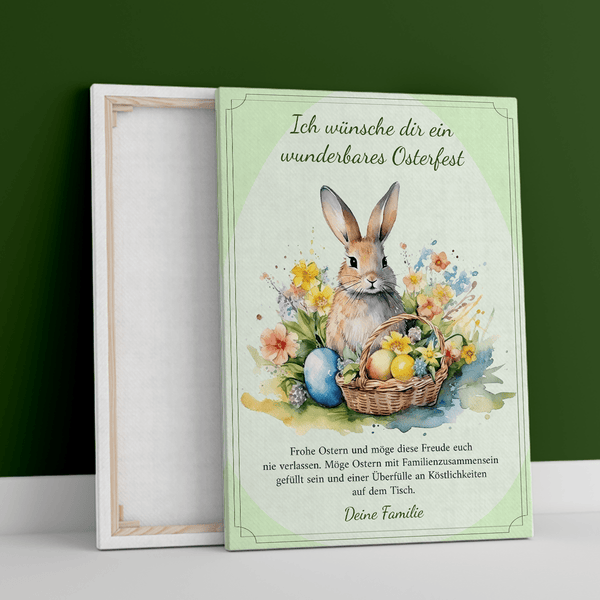 Ein wunderbares Osterfest - Druck auf Leinwand, personalisiertes Geschenk für die Familie - Adamell.de