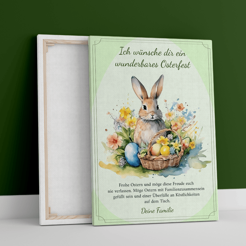 Ein wunderbares Osterfest - Druck auf Leinwand, personalisiertes Geschenk für die Familie - Adamell.de
