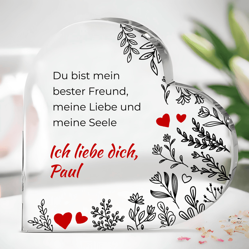 Eine Liebeserklärung - Herz aus Glas, personalisiertes Geschenk für Frau - Adamell.de