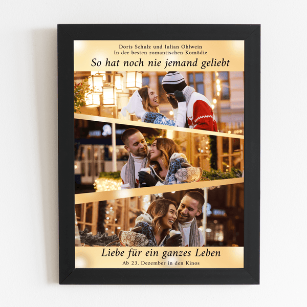 Eine romantische Geschichte - Druck auf Glas, personalisiertes Geschenk für Paare - Adamell.de