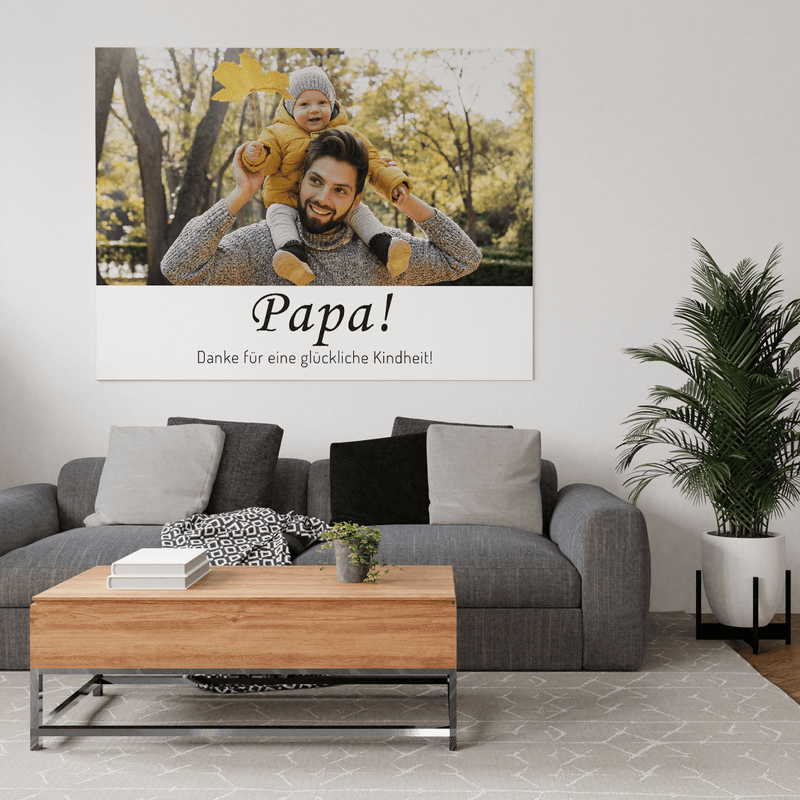 Eine wunderbare Kindheit - Druck auf Leinwand, personalisiertes Geschenk für Papa - Adamell.de