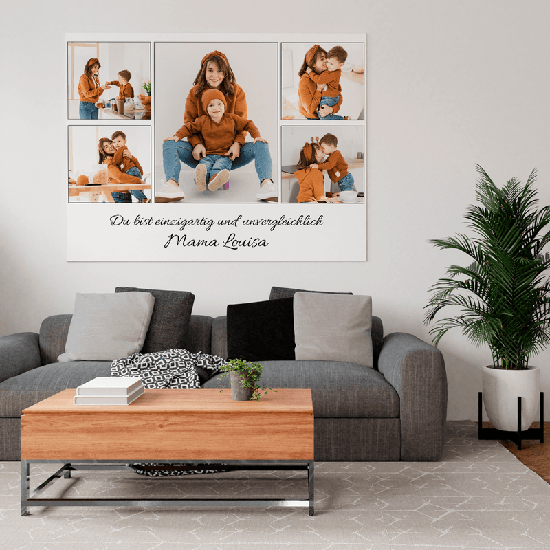 Einzigartige Mama Collage aus 5 Fotos - Druck auf Leinwand, personalisiertes Geschenk für Mama - Adamell.de