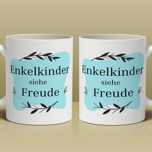 Enkelkinder siehe Freude - 1x bedruckte Tasse, personalisiertes Geschenk für Großeltern - Adamell.de