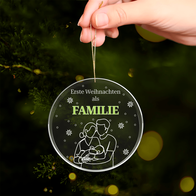 Erste Familienferien - Christbaumkugel, personalisiertes Geschenk für Eltern - Adamell.de