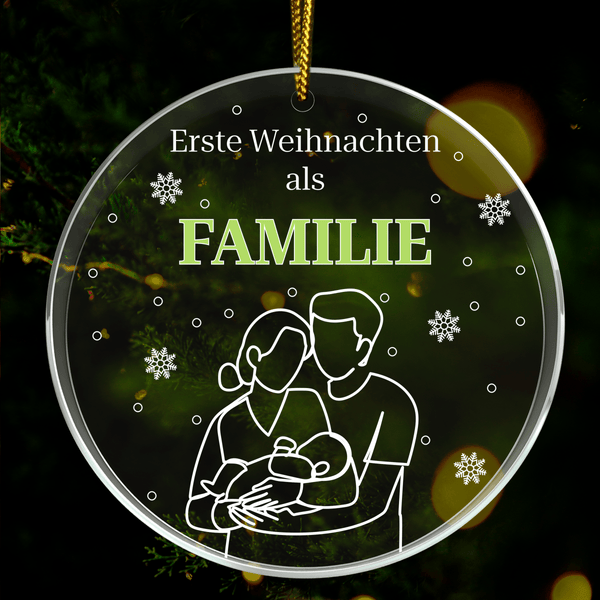 Erste Familienferien - Christbaumkugel, personalisiertes Geschenk für Eltern - Adamell.de