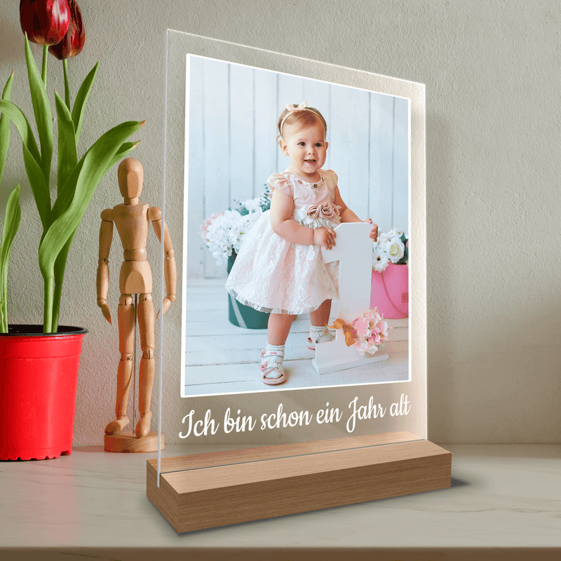 Erstes Jahr - Druck auf Glas, personalisiertes Geschenk - Adamell.de