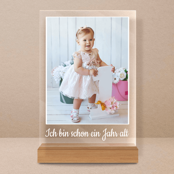 Erstes Jahr - Druck auf Glas, personalisiertes Geschenk - Adamell.de