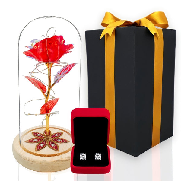 Ewige Kristall rote Rose in einer Glas LED + Kostenlose Geschenke enthalten - Adamell.de