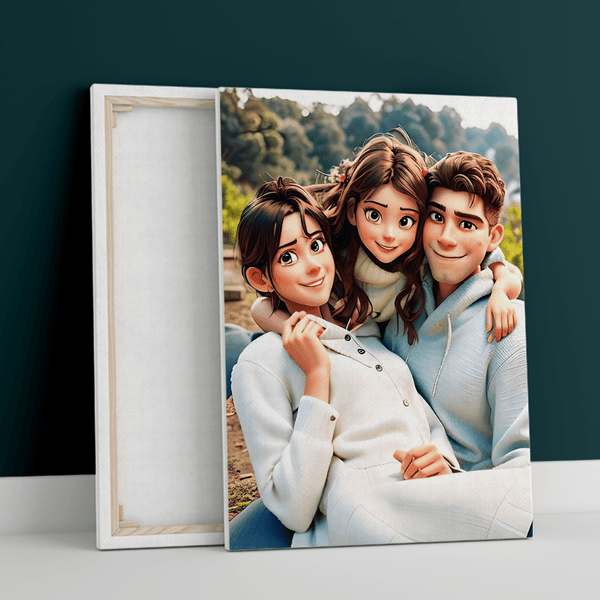 Familienporträt Disney - Druck auf Leinwand, personalisiertes Geschenk für Eltern - Adamell.de