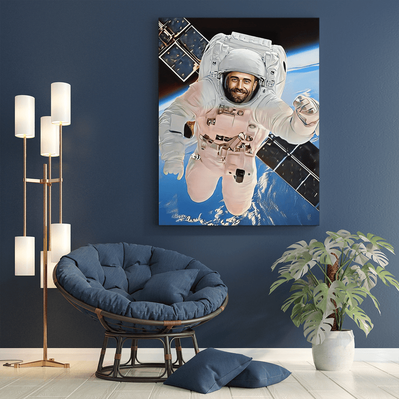 Farbige Skizze eines Astronauten - Druck auf Leinwand, personalisiertes Geschenk für Freund - Adamell.de