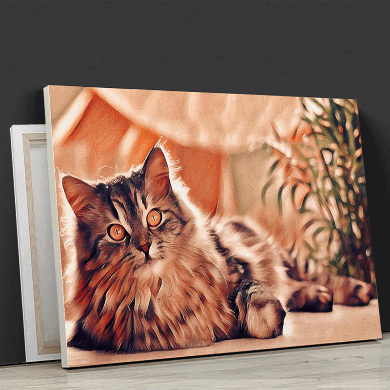 Farbskizze einer Katze - Bild auf Leinwand, personalisiertes Geschenk - Adamell.de