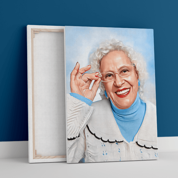 Farbskizze Großmutter - Druck auf Leinwand, personalisiertes Geschenk für Oma - Adamell.de