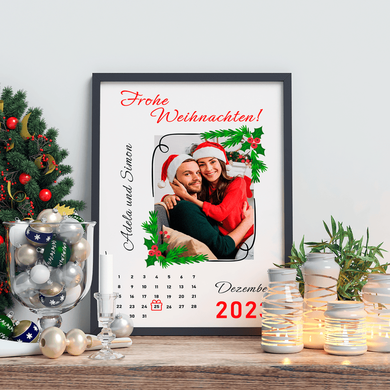 Ferienkalender für Paare - Druck auf Glas, personalisiertes Geschenk für Paare - Adamell.de