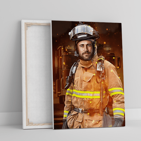 Feuerwehrmann - Druck auf Leinwand, personalisiertes Geschenk für Mann - Adamell.de