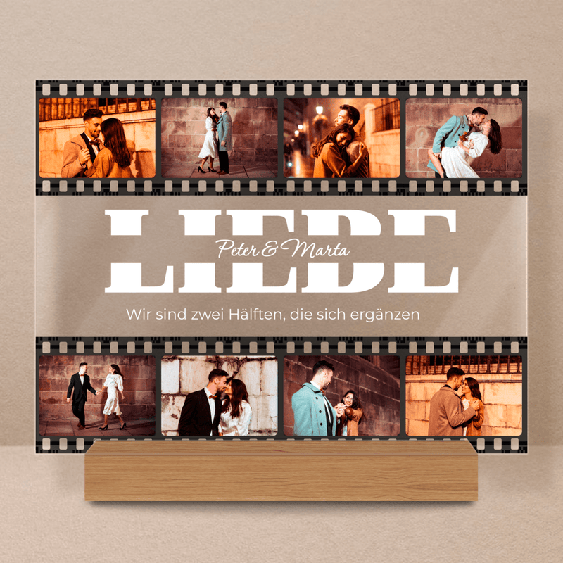 Filmstreifen-Collage - Druck auf Glas, personalisiertes Geschenk für Paar - Adamell.de