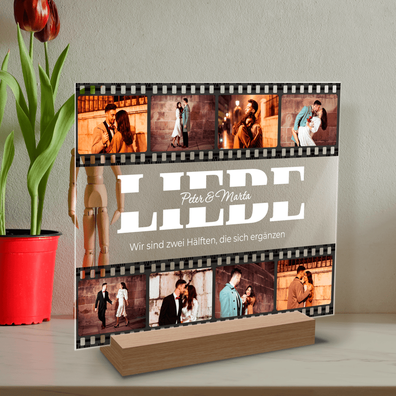 Filmstreifen-Collage - Druck auf Glas, personalisiertes Geschenk für Paar - Adamell.de