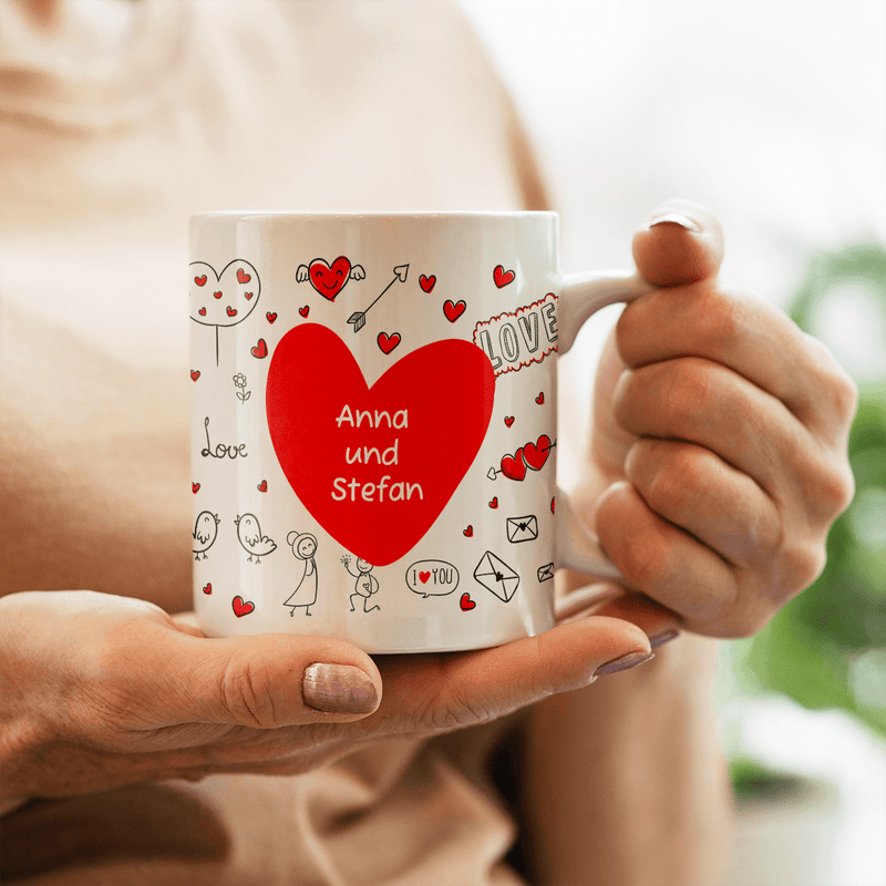 Foto des Paares + Namen - 1x bedruckte Tasse, personalisiertes Geschenk für ein Paar - Adamell.de