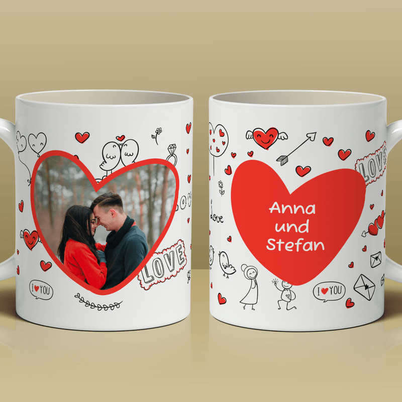 Foto des Paares + Namen - 1x bedruckte Tasse, personalisiertes Geschenk für ein Paar - Adamell.de